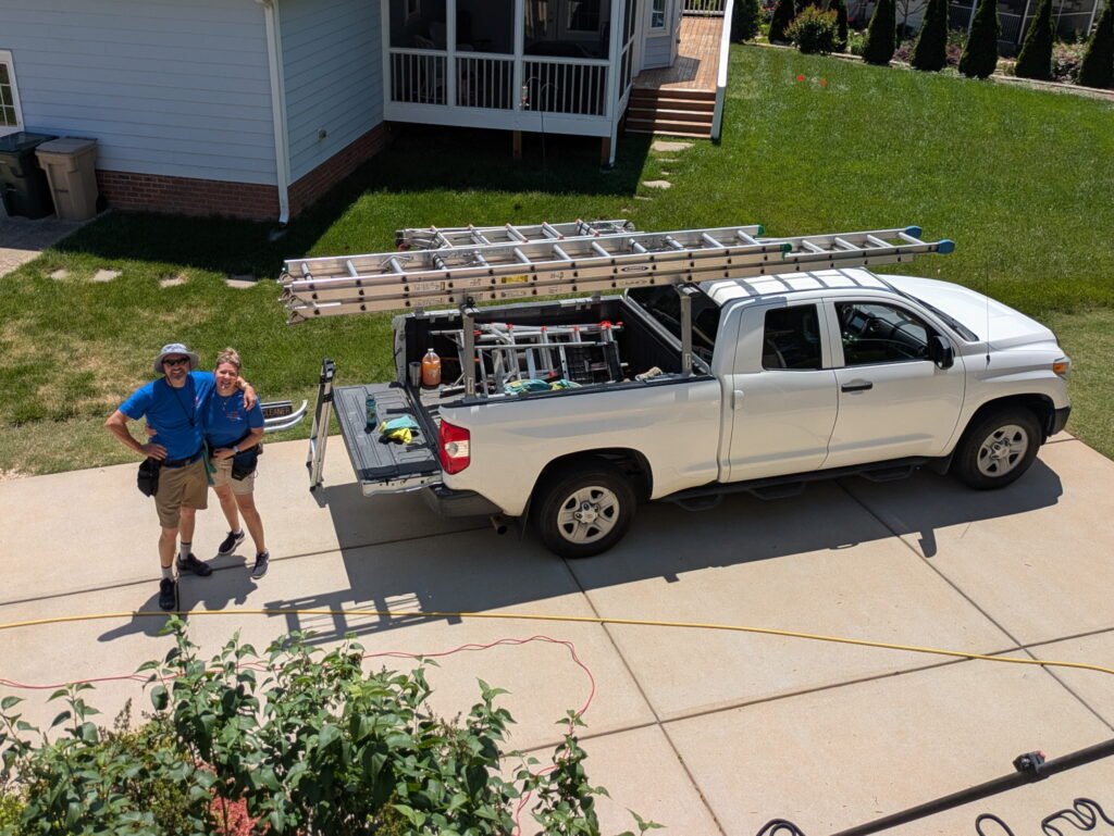 Great Panes truck and crew arriving for a residential window cleaning project